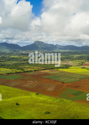Luftaufnahme von Kauai, an einem bewölkten Tag Hawaii. Stockfoto