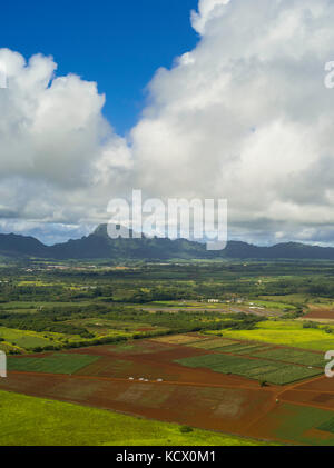 Luftaufnahme von Kauai, an einem bewölkten Tag Hawaii. Stockfoto