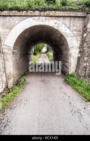 Unter-Brücke mit Weg und Bäume auf dem Hintergrund in der Nähe von hamry nad Sázavou Dorf nicht weit von Žďár nad Sázavou Stadt in Südböhmen in der Tschechischen Repub Stockfoto