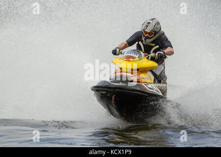 Jet Ski Rennen in der Britischen Meisterschaft an JSRA Avos, Preston, Großbritannien Stockfoto