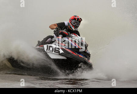 Jet Ski Rennen in der Britischen Meisterschaft an JSRA Avos, Preston, Großbritannien Stockfoto
