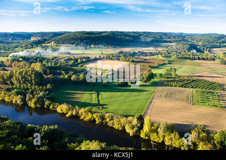 Blick auf den Fluss Dordogne von Domme Stockfoto