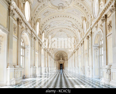 Die Große Halle (Galleria Grande), Reggia di Venaria Reale (Royal Palace), Venaria Reale, in der Nähe von Turin, Piemont, Italien Stockfoto