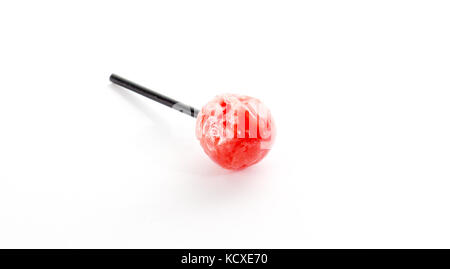 Bild einer Frucht Geschmack lollypop auf Weiß Stockfoto