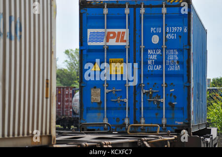 Allgemeine Ansichten eines SNCF-Güterbahnhofs, Venissieux, Frankreich Stockfoto