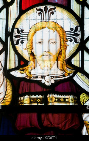 Herrn Jesus Christus in Glasfenster Abbotsbury St. Nicholas Kirche Stockfoto