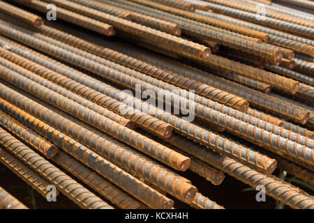 Stahlstäbe für Gebäude Anker, Stahlstäbe Hintergrund verstärken. Stockfoto
