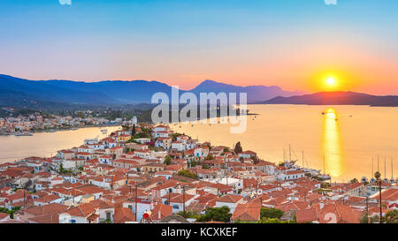 Sonnenuntergang in Griechenland, Poros Stockfoto