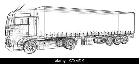 Cargo Fahrzeug. wire-frame.eps 10 Format. Vektor von 3 d. Stock Vektor