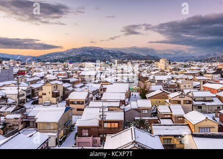 Wajima, Ishikawa, Japan Town Skyline im Winter. Stockfoto