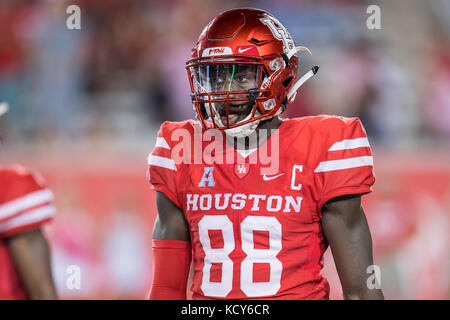 Houston, TX, USA. 7. Okt 2017. Houston Cougars wide receiver Steven Dunbar (88) Während des 3. Quartals ein NCAA Football Spiel zwischen der SMU Mustangs und der Universität von Houston Cougars bei tdecu Stadion in Houston, TX. Houston gewann das Spiel 35-22. Trask Smith/CSM/Alamy leben Nachrichten Stockfoto