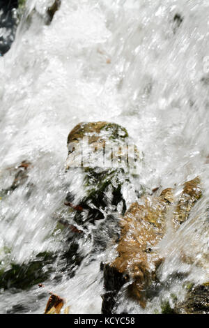 Wasser torrent in Wasserfall in den Felsen brechen Stockfoto