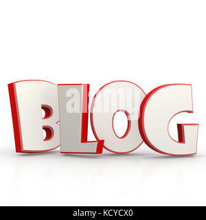 Blog Wort mit weißem Hintergrund Bild mit Hi-res gerenderte Grafiken, die für jede beliebige Grafik Design verwendet werden könnten. Stockfoto