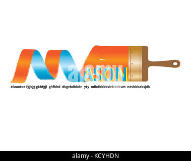 Pinsel mit schönen Farben auf weißem Hintergrund Stockfoto