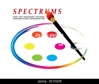 Pinsel mit schönen Farben auf weißem Hintergrund Stockfoto