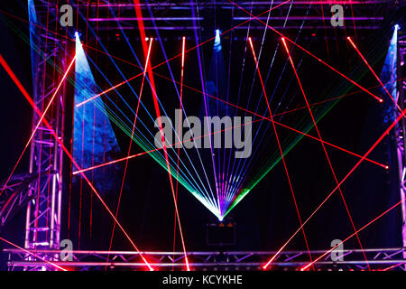 Laser Light Show auf der Bühne. Stockfoto