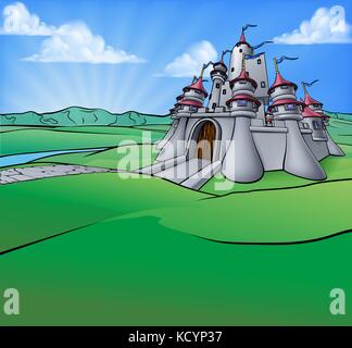 Burg Cartoon Szene Hintergrund Stock Vektor