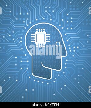 Brain Computer Interface - kybernetische Verstand Stock Vektor
