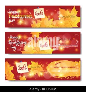 Thanksgiving Day sale Herbst traditionelle Holiday shopping rabatt saisonale Preis aus Banner einstellen Stock Vektor