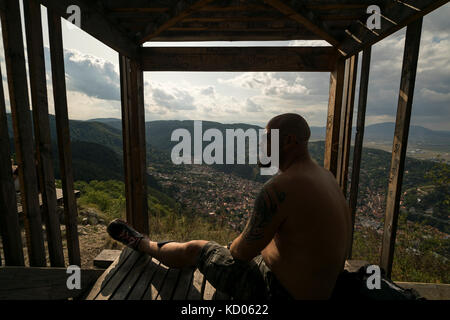 Rumänien, Brasov, Tampa Gipfel und Umgebung Stockfoto