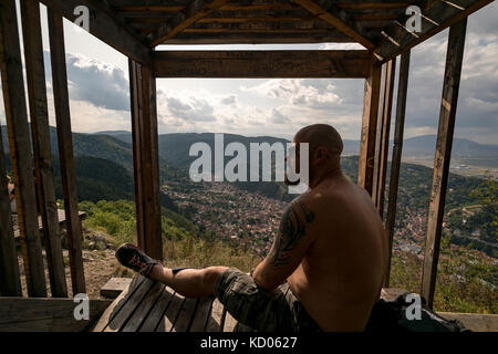 Rumänien, Brasov, Tampa Gipfel und Umgebung Stockfoto