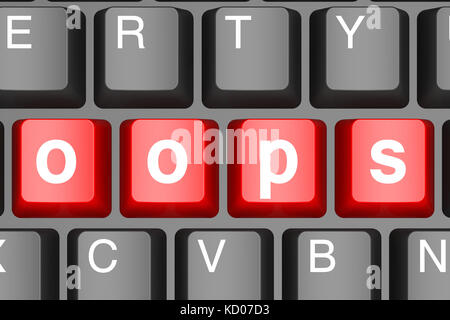 Oops-Taste auf modernen Computer Tastatur Bild mit Hi-res gerenderte Grafiken, die für jede beliebige Grafik Design verwendet werden könnten. Stockfoto