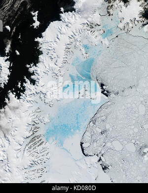 Satellitenbild der nördlichen Teil der Antarktis, Larsen Eisschelf Stockfoto