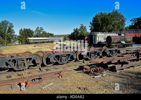 Eisenbahnräder, Railtown 1897 State Historic Park, Jamestown, Kalifornien Stockfoto