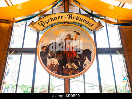 Bau der Bräurosl Festzelt, Oktoberfest 2017, die Theresienwiese, München, Oberbayern, Bayern, Deutschland Stockfoto