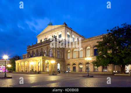 Oper, Dämmerung, Hannover, Niedersachsen, Deutschland Stockfoto