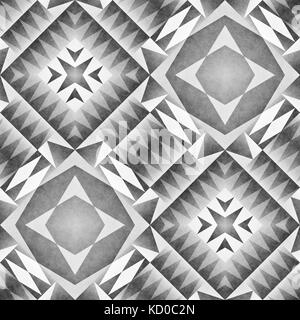 Monochrome tribal nahtlose Muster. Azteken Stil geometrisch-abstrakte Kunst drucken. Stockfoto