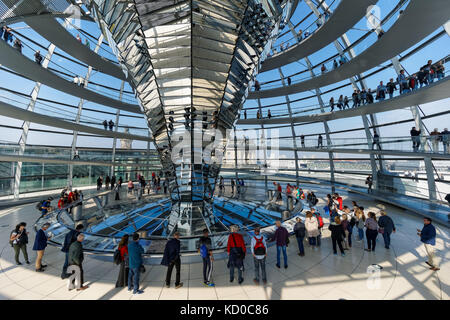 Besucher am Reichstag Kuppel in Berlin, Deutschland Stockfoto