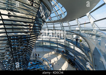 Besucher am Reichstag Kuppel in Berlin, Deutschland Stockfoto