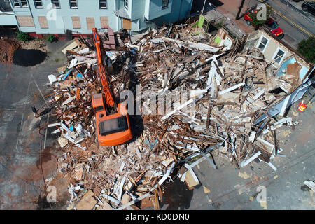 Luftaufnahme von Hoises in New Brunswick, New Jersey abgerissen Stockfoto