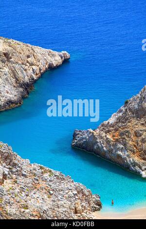 Seitan Limania Beach, Chania, Kreta, griechische Inseln, Griechenland, Europa Stockfoto