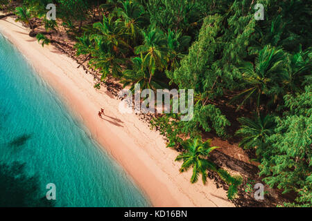 Luftaufnahme von tropischen Insel Strand, Dominikanische Republik Stockfoto