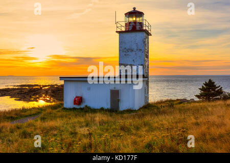 Sunrise, quaco Head Lighthouse, Bucht von Fundy, New Brunswick Kanada Stockfoto