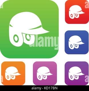 Baseball Helm Set Color Collection Stock Vektor