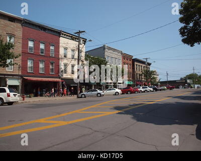 Clayton, New York auf dem St. Lawrence River und Seaway, Downtown Main Street. Stockfoto