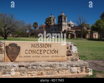 MIssion Concepcion, National Historic Park, San Antonio, Texas Stockfoto