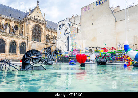 Strawinsky Brunnen neben dem Centre Pompidou, Paris, Frankreich Stockfoto