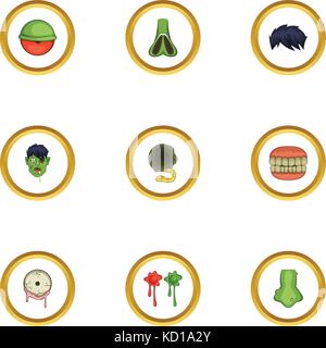 Zombie Symbole, Cartoon Stil Stock Vektor