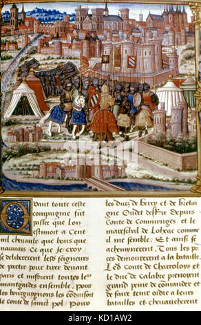 Louis XI (1423-1483) König von Frankreich. Website von Paris. Miniatur ein Manuskript des 15. Jahrhunderts. Stockfoto