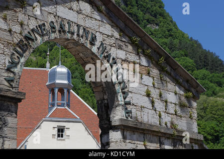 Salinen in Salins-Les-Bains, Jura, Frankreich. Stockfoto