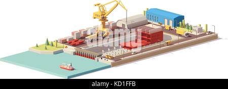 Vektor Low-poly-Schiff im Trockendock Stock Vektor