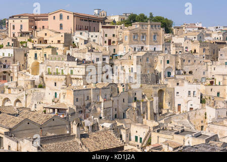 Architektur der Sassi von Matera, Basilikata, Italien Stockfoto