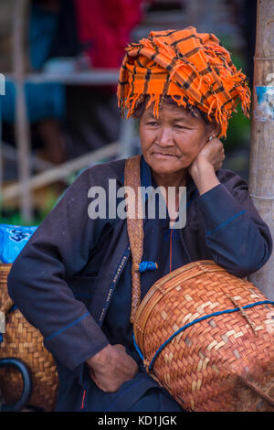 Portrait von Pao Stamm Frau im Shan Staat Myanmar Stockfoto