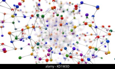 Random Molekül Modellen auf weißem Hintergrund. 3d-Abbildung. Geeignet für Wissenschaft, Bildung und Technologie Themen. Stockfoto