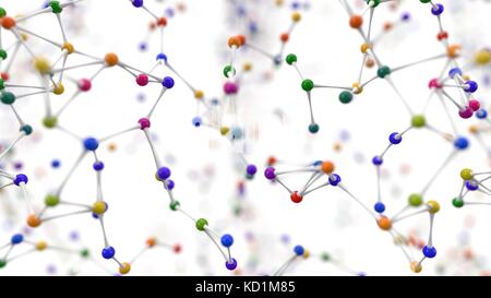 Random Molekül Modellen auf weißem Hintergrund. 3d-Abbildung. Geeignet für Wissenschaft, Bildung und Technologie Themen. Stockfoto