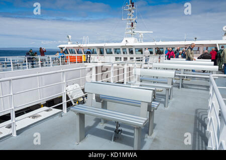 An Bord der Caithness auf Orkney Ferry, der Katamaran 'MV Pentalina" der Pentland Ferries, die Pentland Firth, Schottland, UK Kreuzung Stockfoto